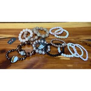 Large Lot DOTS Beaded Stretch Bracelets Costume Fashion Jewelry Glitter Shimmer